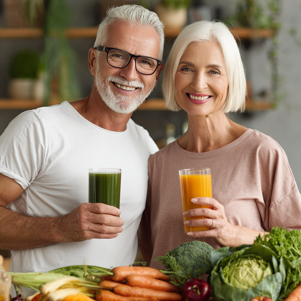 Mature adults embracing healthy lifestyle and nutrition choices